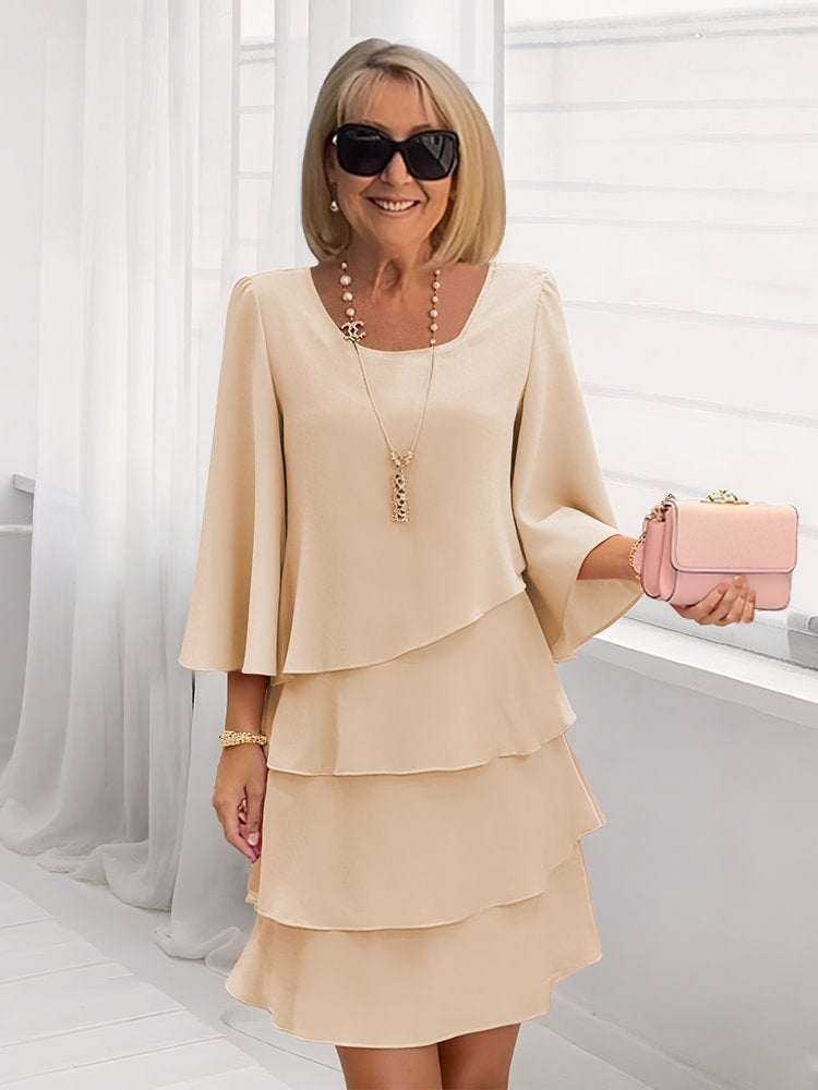 Round Neck Cake Skirt Spliced Dress Women's Clothing