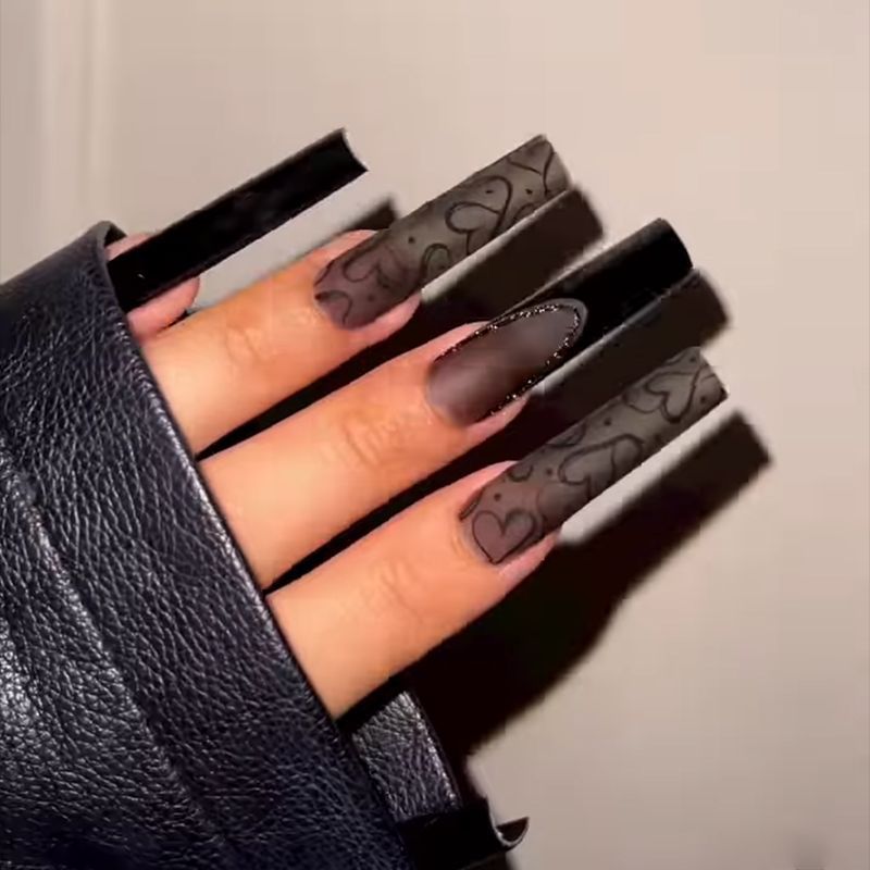 Matte Black Coffin Nails