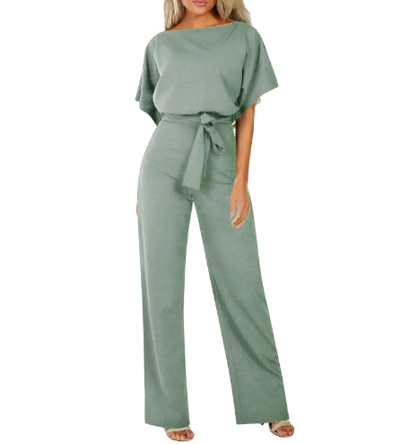 Belted Straight-Leg Jumpsuit
