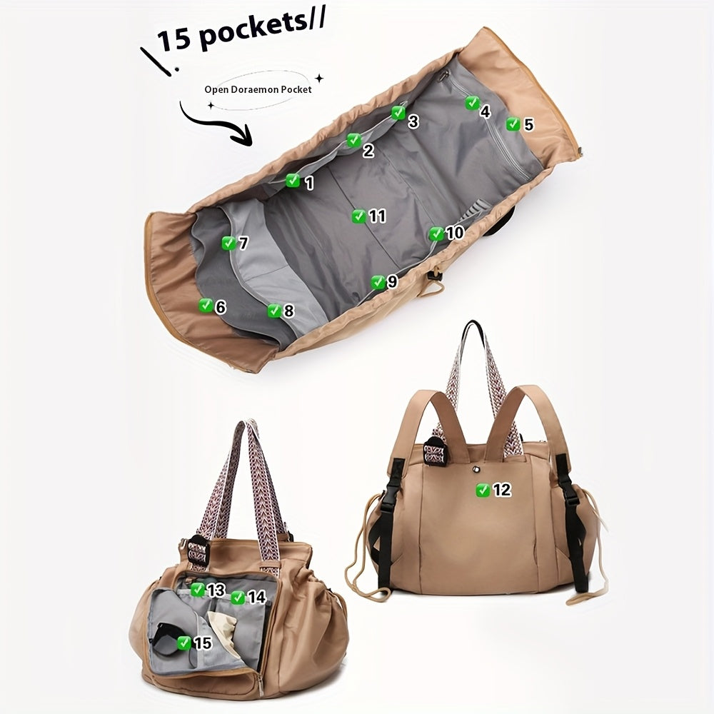 Women’s large waterproof multifunctional backpack, stylish travel bag.