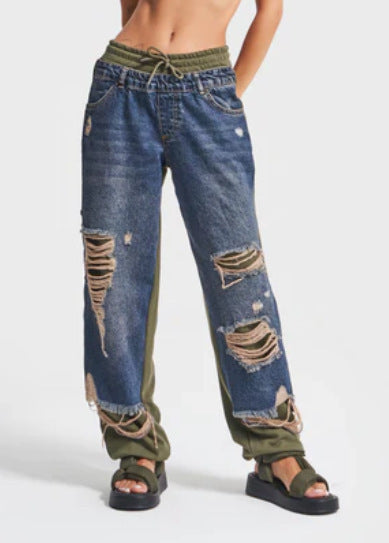 Fashion Ins Street Stitching Pants