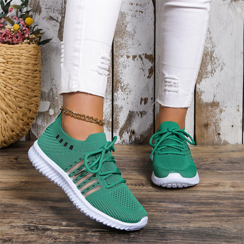 Breathable Lace-Up Mesh Running Sneakers