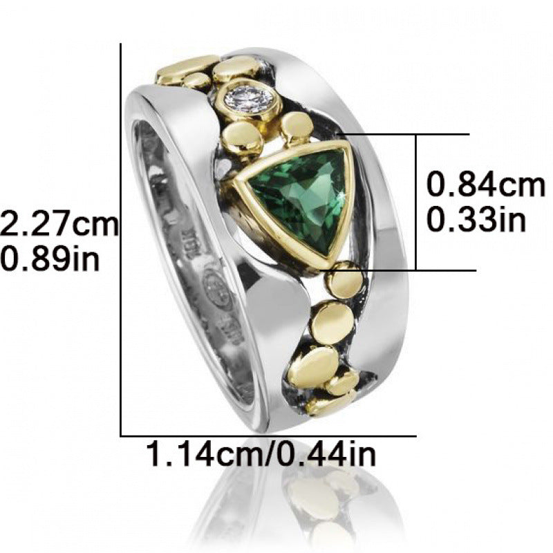 Creative Hollowed-out Design Engagement Ring Set With Green Zircons