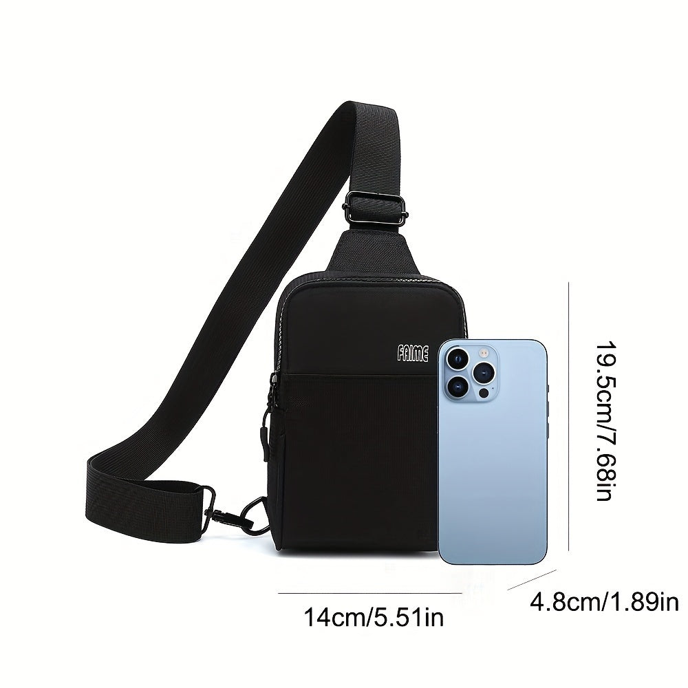 Mini black unisex crossbody sling bag for travel and daily use.