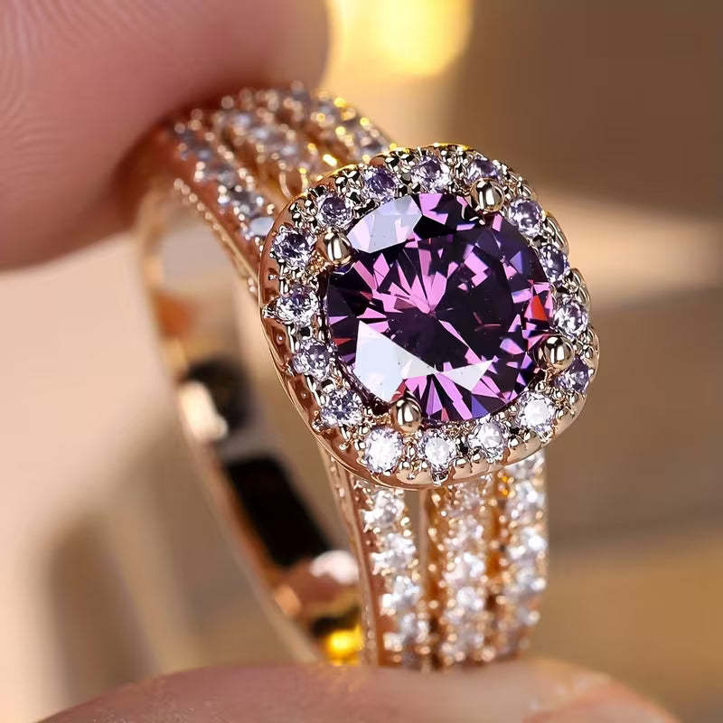 Three-Tier Amethyst Luxury Ring