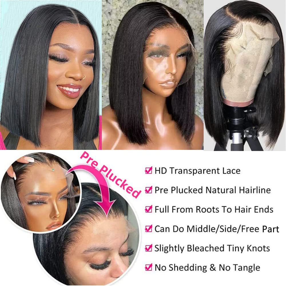 Lace Wig Natural Color Free-parting Short And Straight