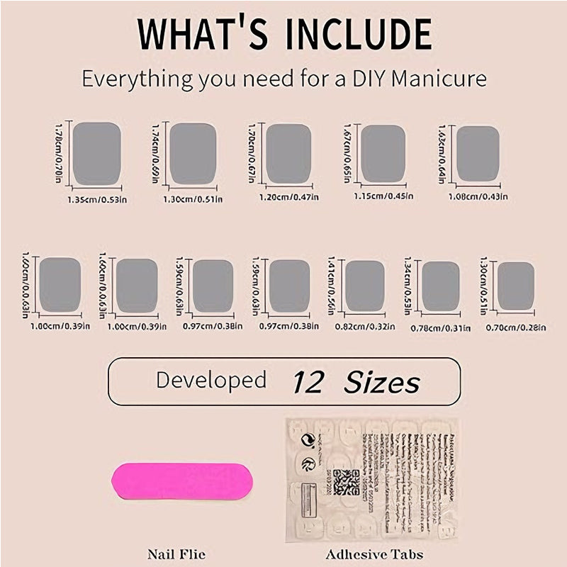 24 PCS Press On Nails Short Square Fake With Nail Glue French False Flower Designs Acrylic Artificial Full Cover Stick For Women