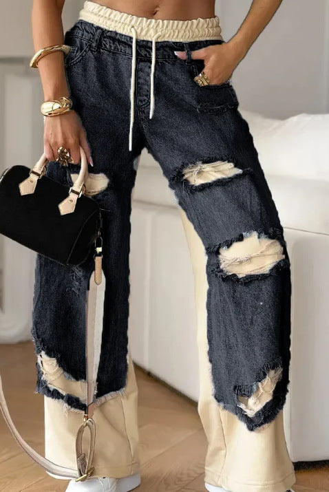 Fashion Ins Street Stitching Pants