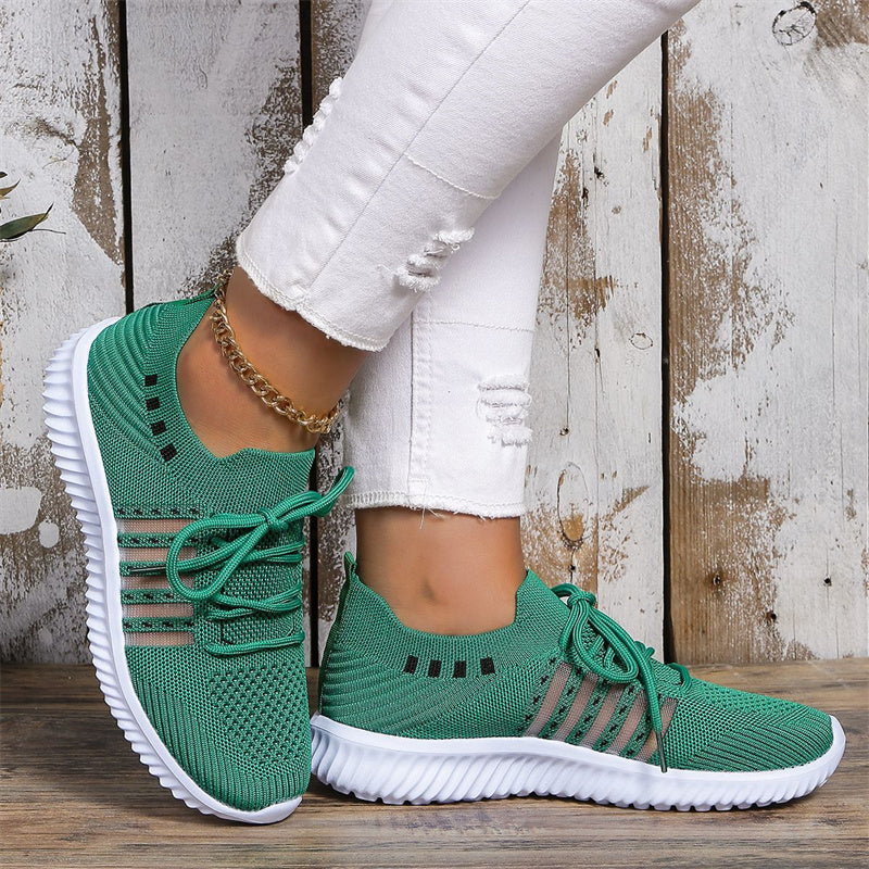 Breathable Lace-Up Mesh Running Sneakers