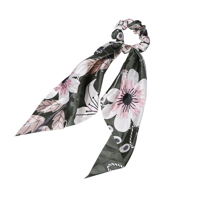 Elegant Floral Hair Scarf | Long Streamer Ponytail Tie