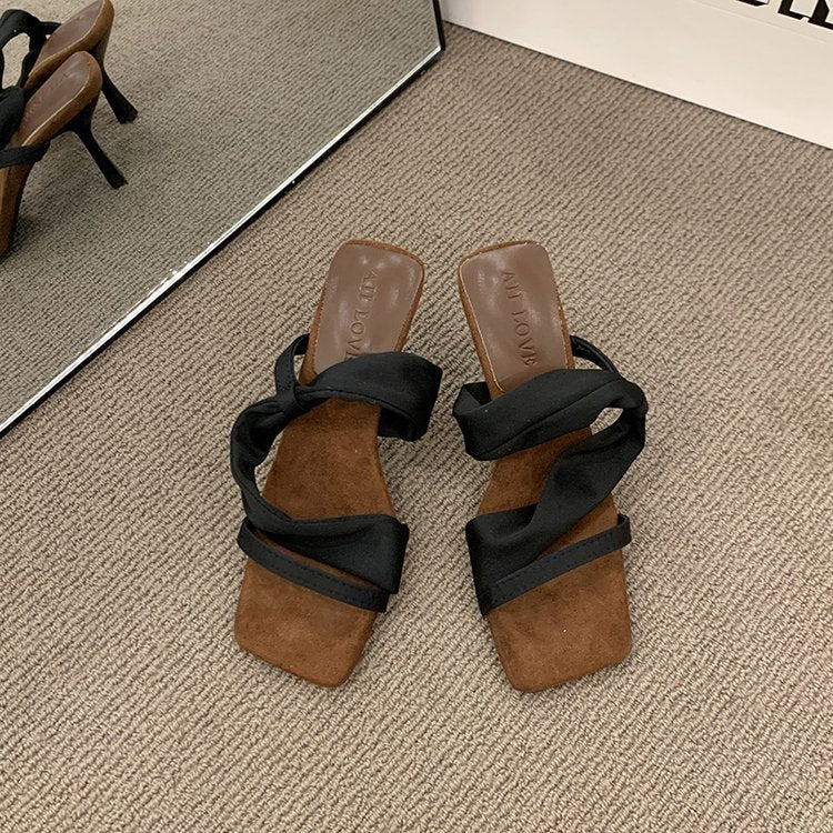 Women’s Square-Toe French Style Heeled Sandals