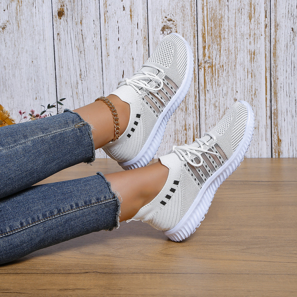 Breathable Lace-Up Mesh Running Sneakers