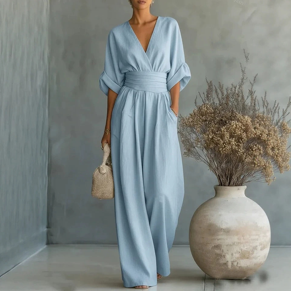 Summer Short-Sleeved Casual Jumpsuit