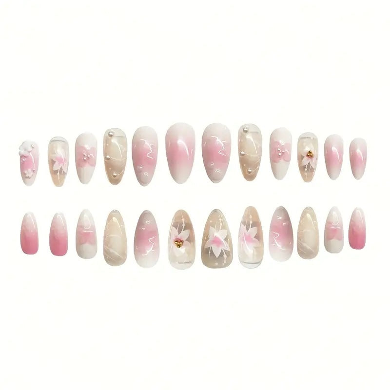 Sweet Flower Fake Nails