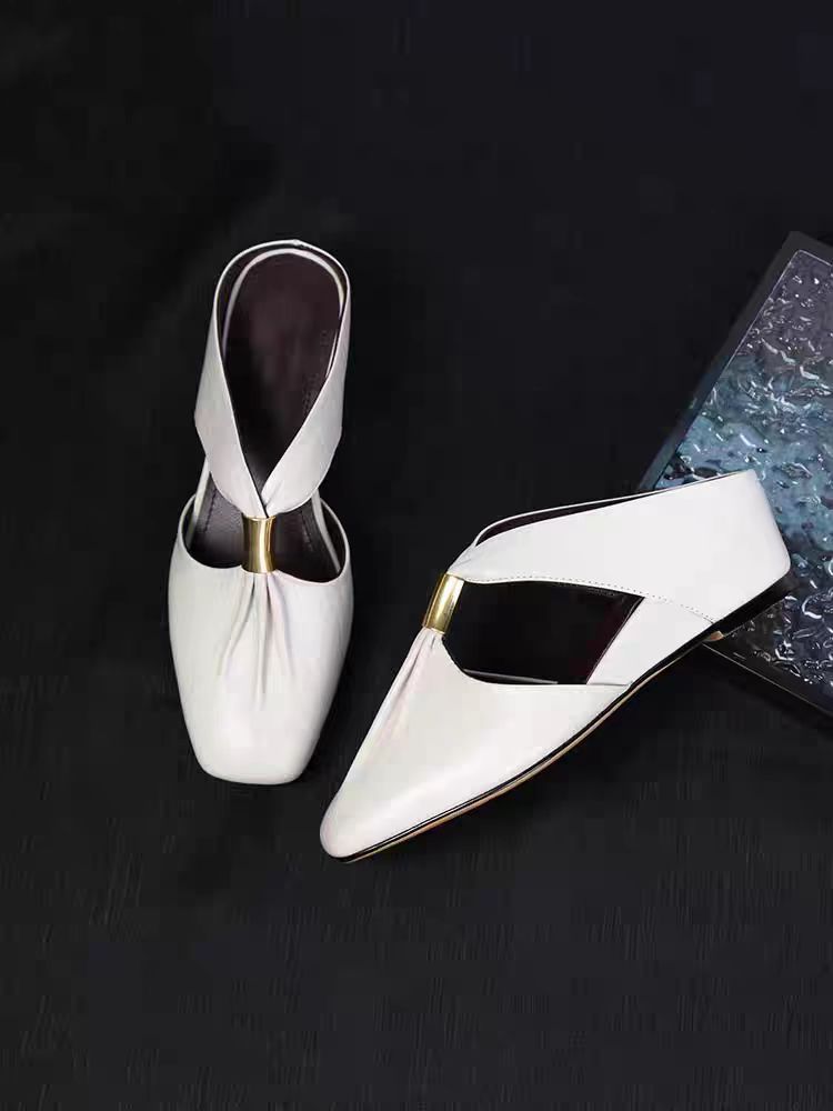 Womens French-toe Slippers With Pleated Sheepskin Lining