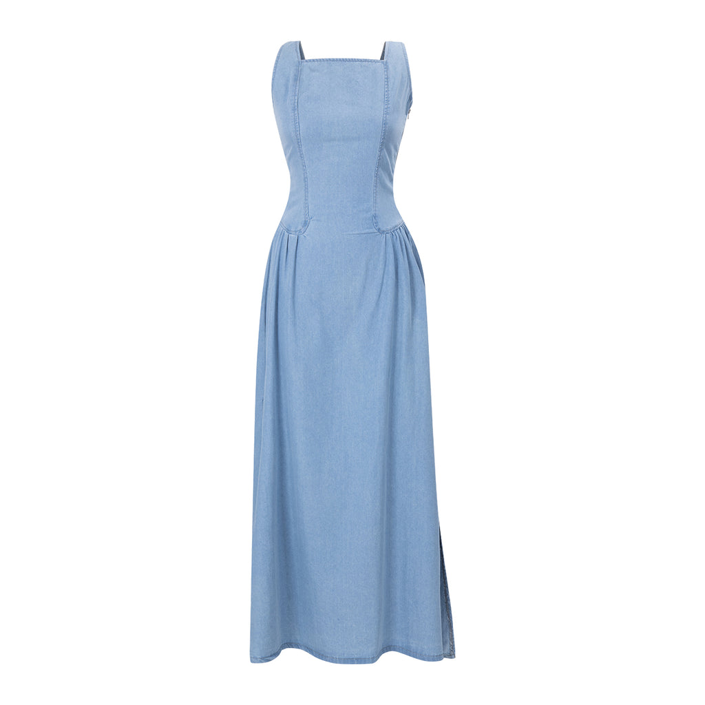 Denim Blue Sleeveless Strappy Dress