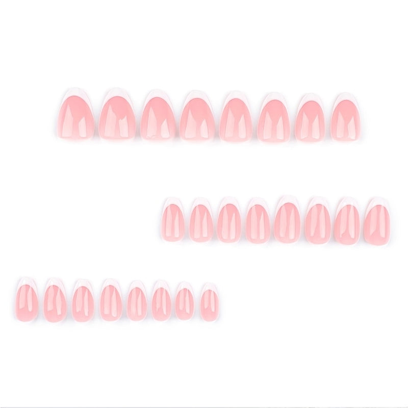 24pcs Minimal French Almond Nails