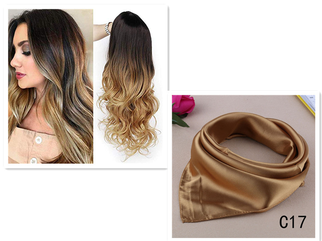 wig female black gradient gold