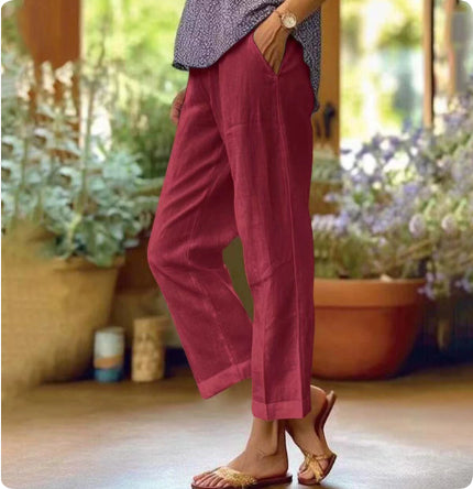 Minimalist Solid Straight-Leg Trousers