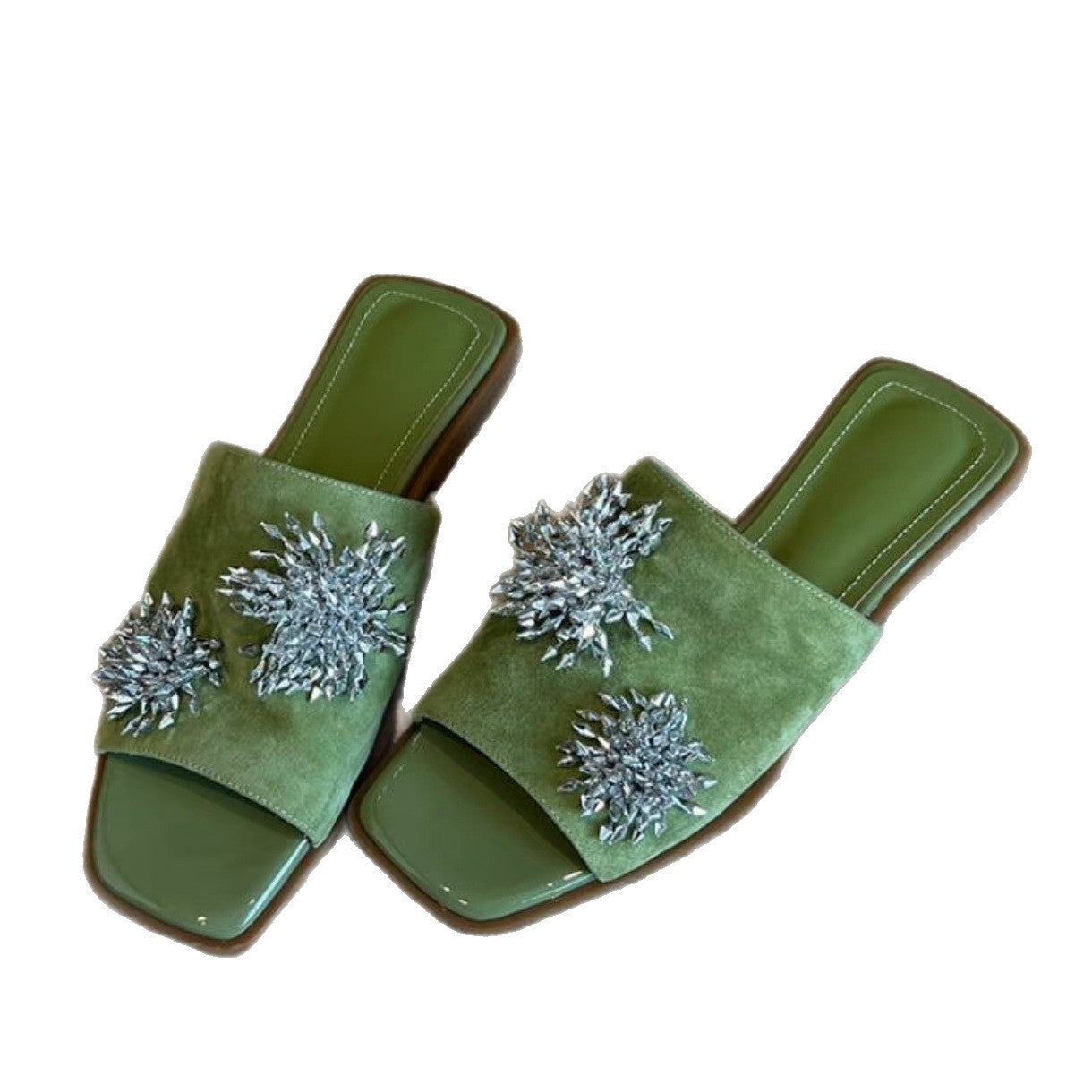 Summer New All-Match Black Sophisticated French-Style Flat Sandals