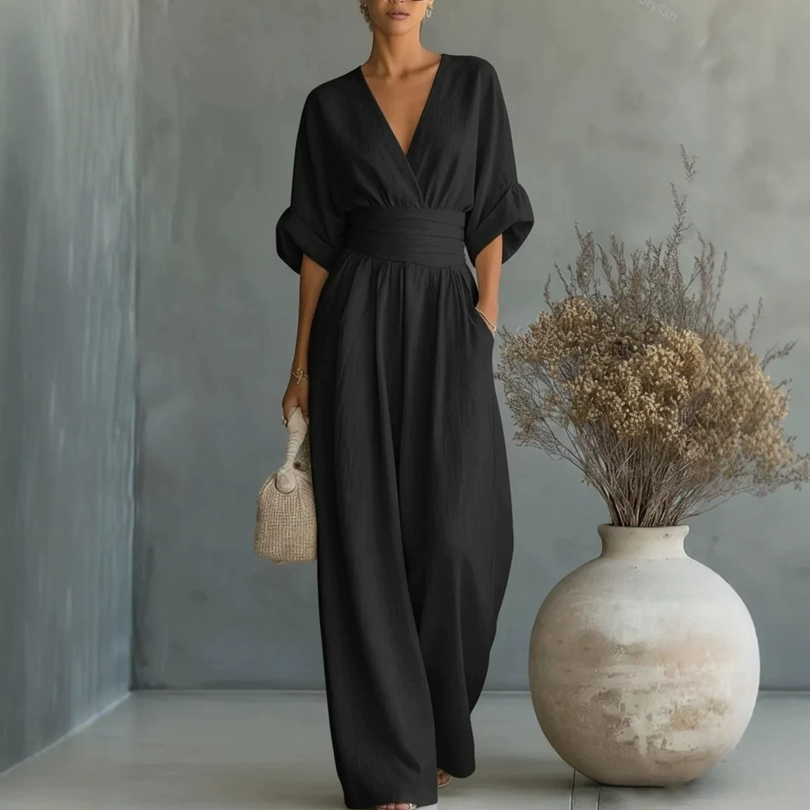 Summer Short-Sleeved Casual Jumpsuit