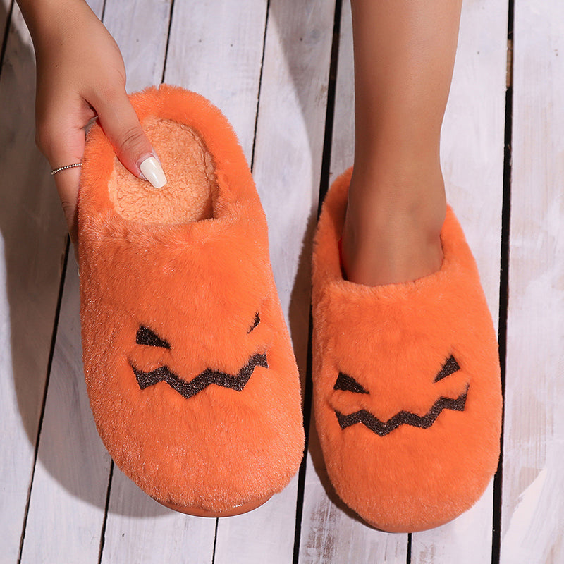 Cute Pumpkin Plush Indoor Slippers