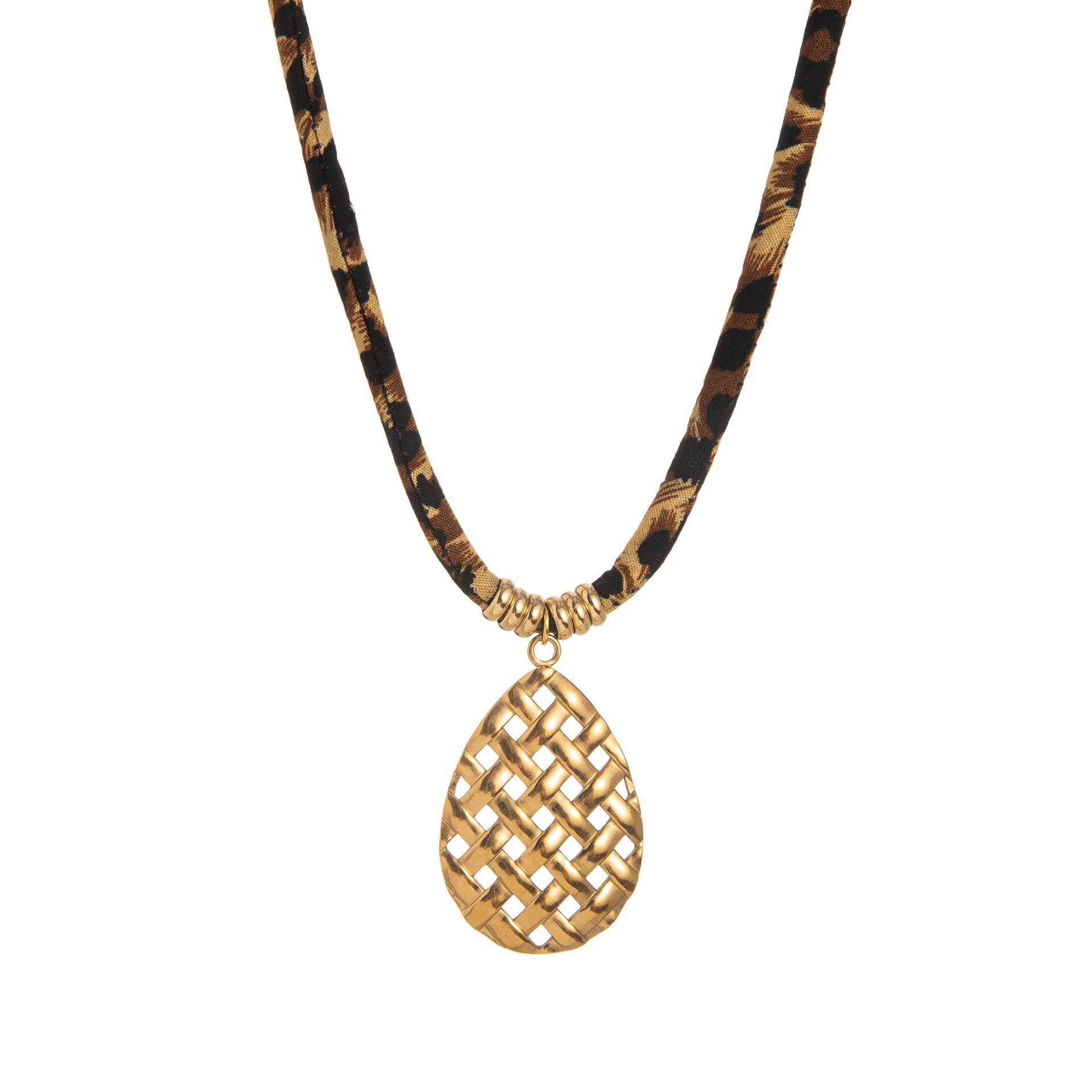 Women's Jewelry Niche Geometric Pendant Design Leopard Print Rope Necklace