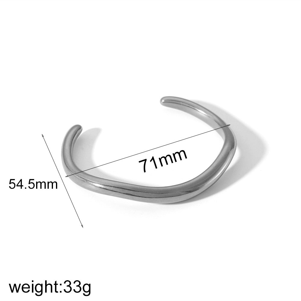 INS Style Irregular Titanium Steel Open Cuff Bracelet