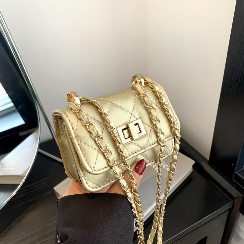 Women's Chain Crossbody Bag with Lock Clasp