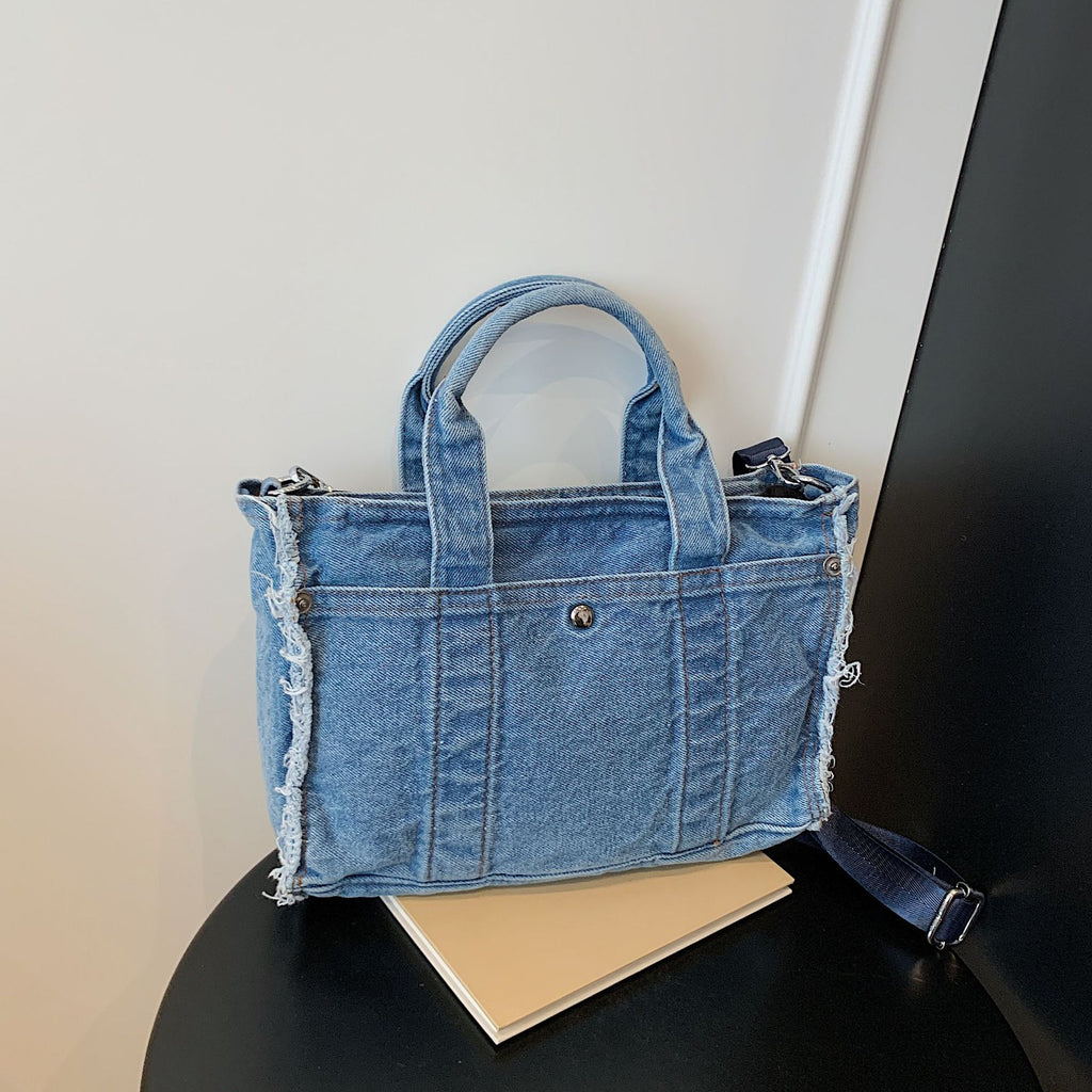 Laid-back High-Capacity Denim Tote Bag