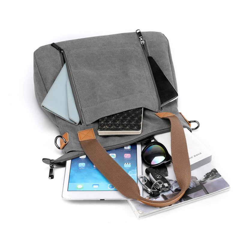 Women’s large-capacity canvas tote, casual all-match shoulder bag.