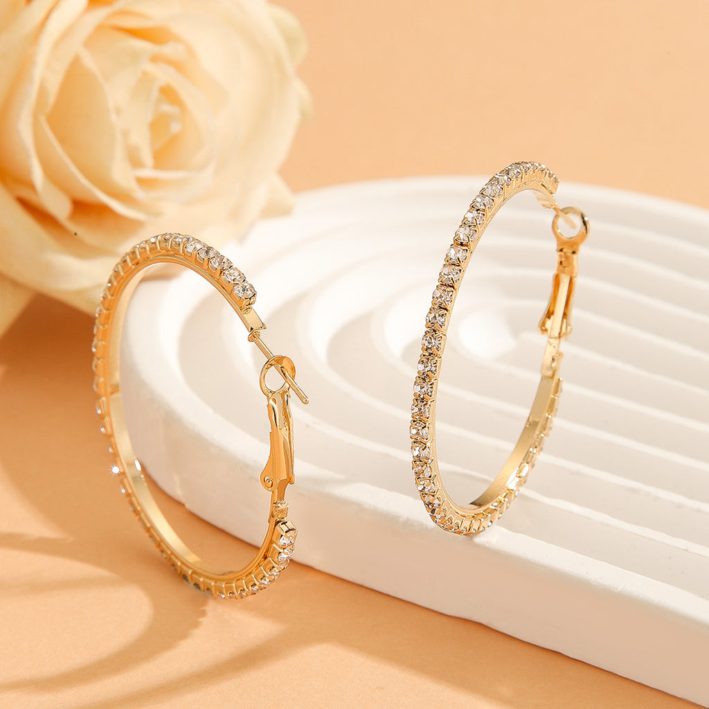 1Zircon Inlaid Princess Style Large Earrings For Women, Wedding Jewelry