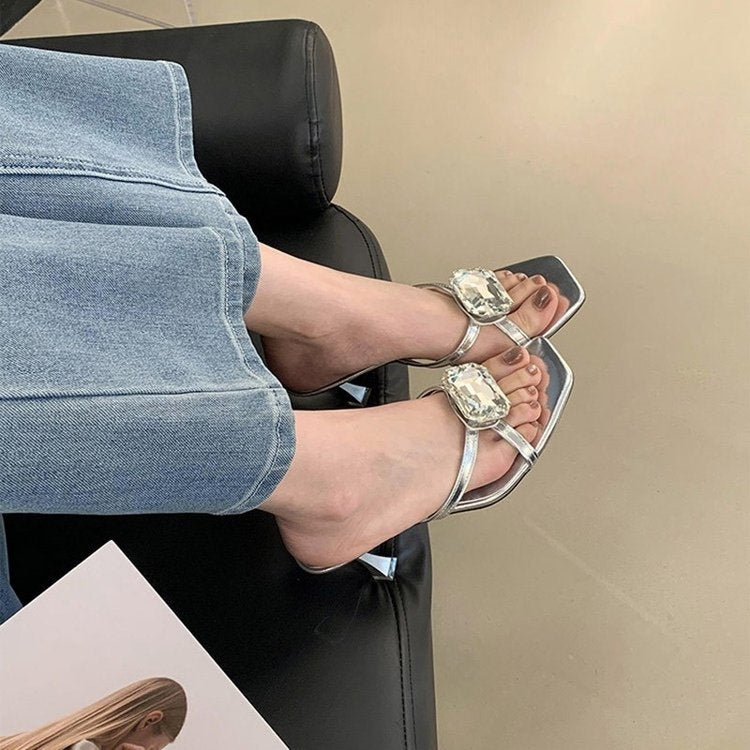 2026 Summer New Korean Style Stiletto Heel Slides For Women