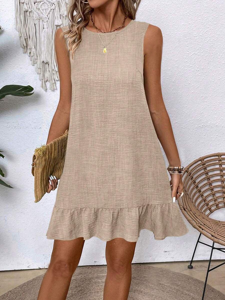 Loose Sleeveless Ruffle Dress