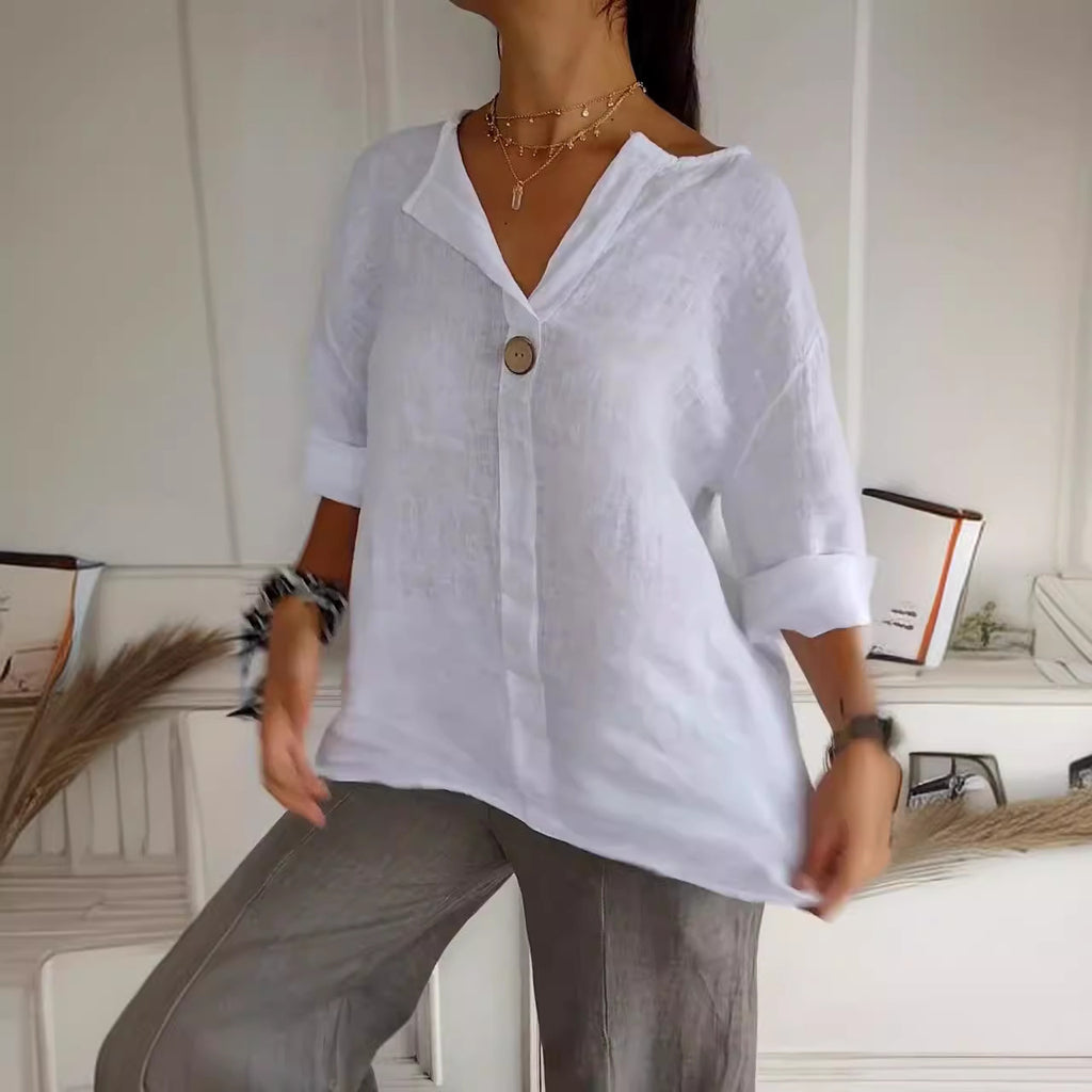Cotton & Linen V-Neck Top