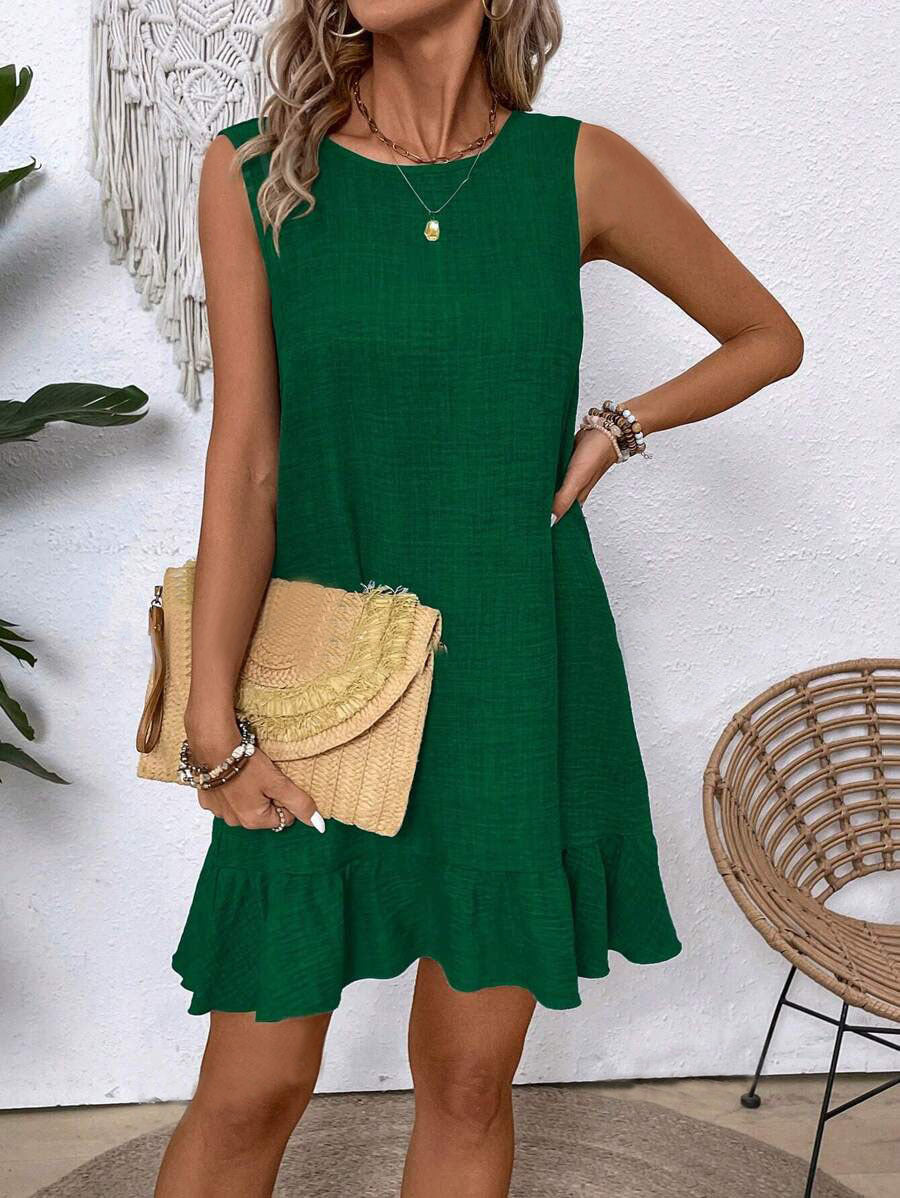 Loose Sleeveless Ruffle Dress