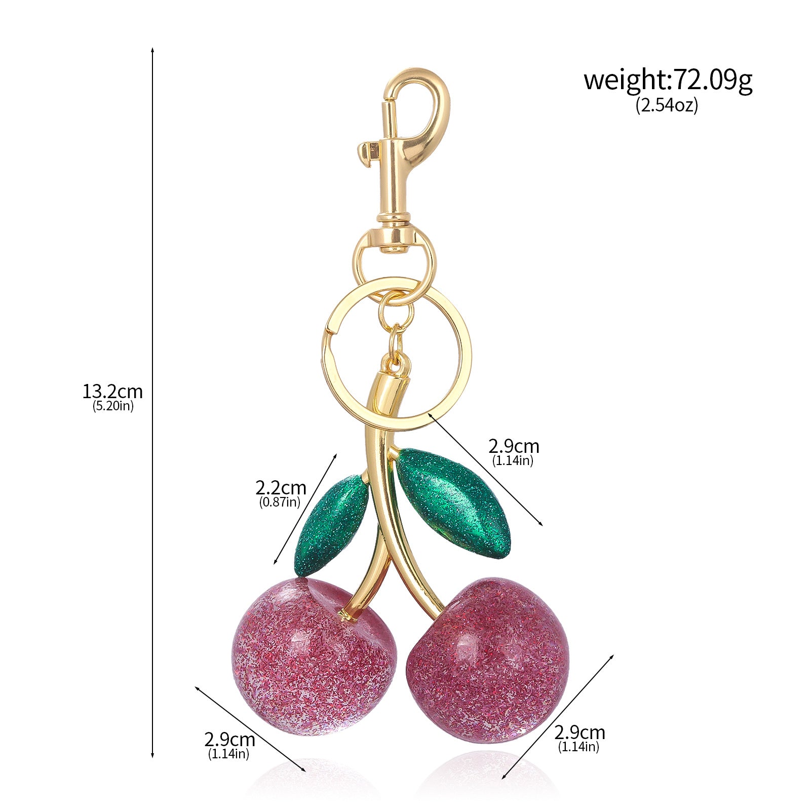 A Pair Of Red Cherry Crystal Bag Glitter Keychain