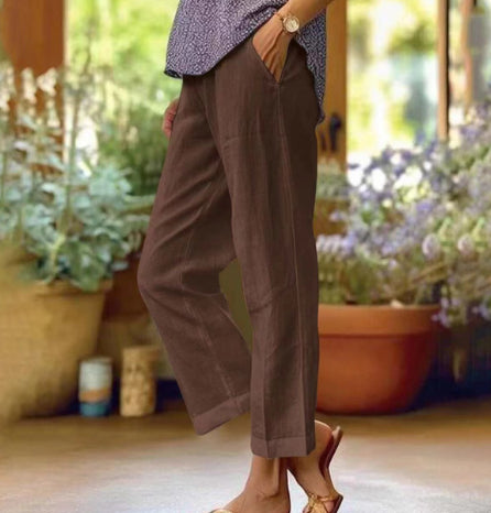 Minimalist Solid Straight-Leg Trousers