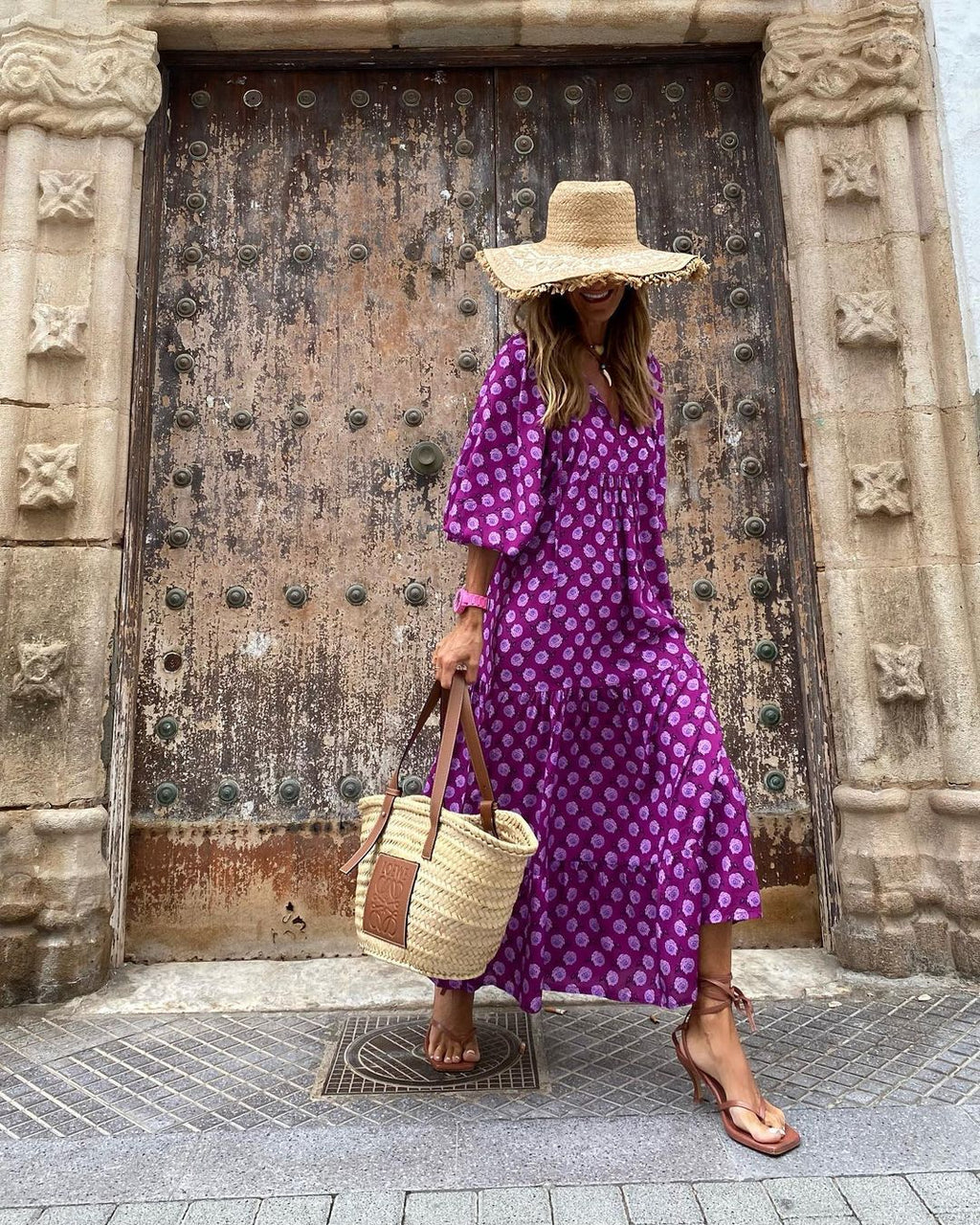Vintage Bohemian V-Neck Maxi