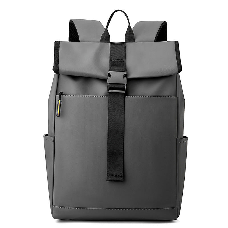 Unisex waterproof Oxford laptop backpack, casual black travel style.