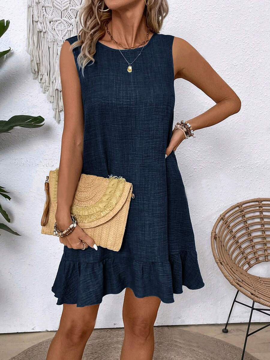 Loose Sleeveless Ruffle Dress