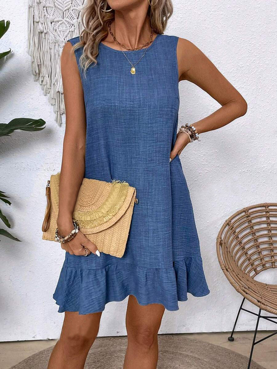 Loose Sleeveless Ruffle Dress