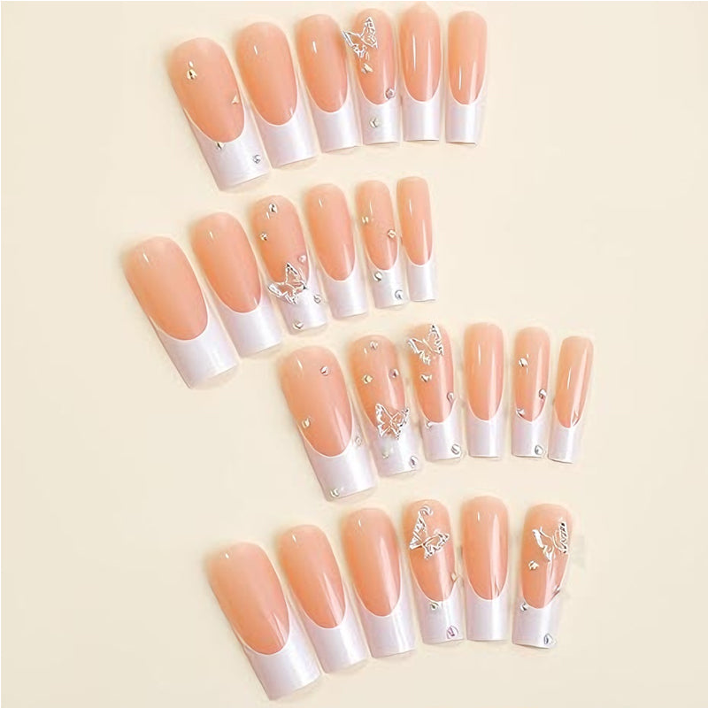 24pcs Diamond Butterfly Nails