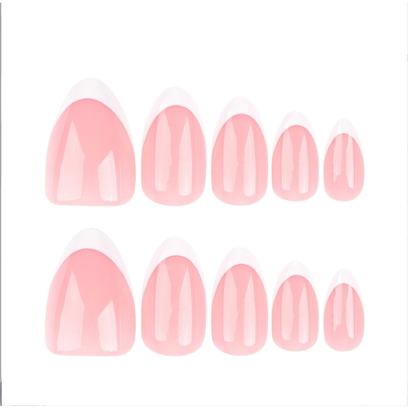 24pcs Minimal French Almond Nails