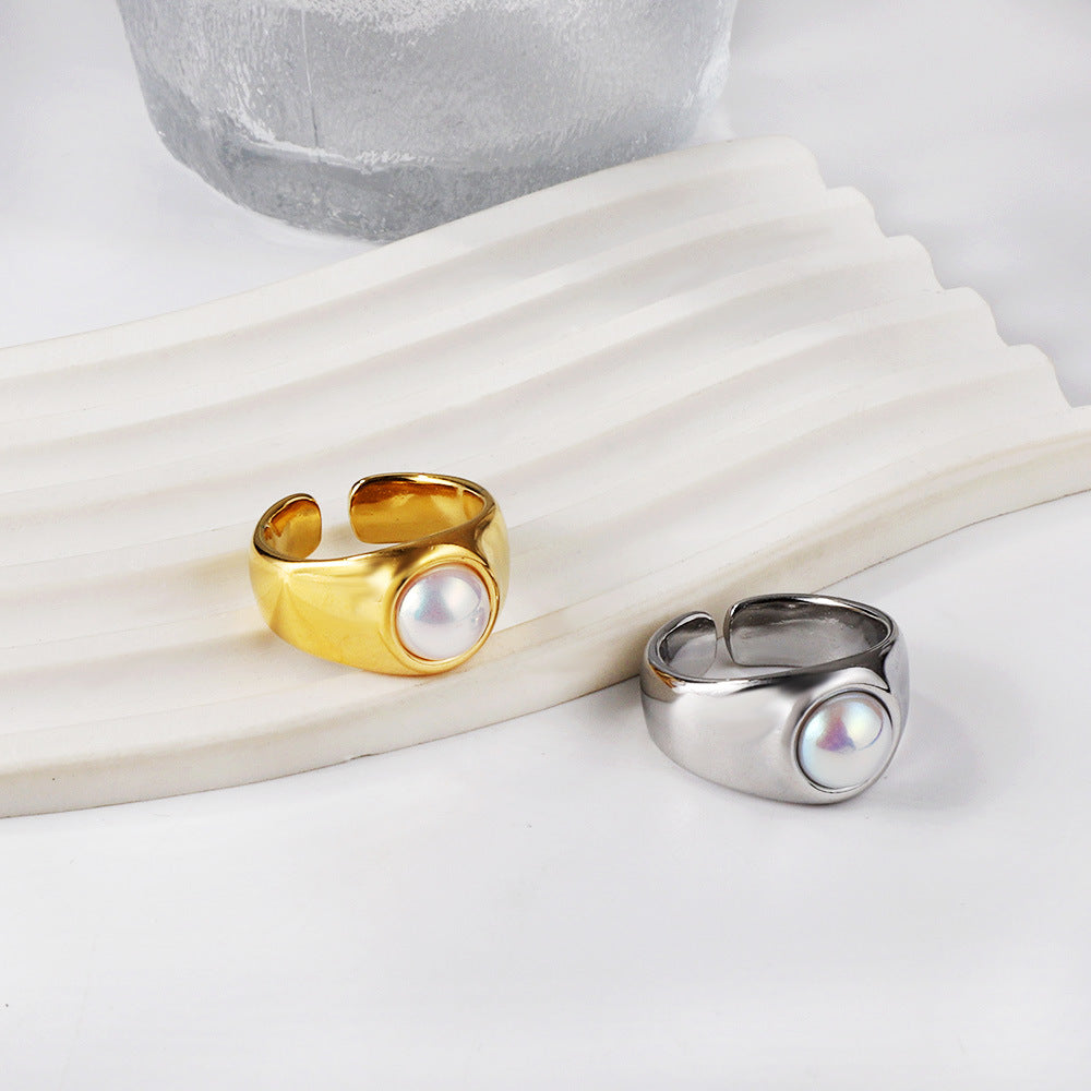 Gold-plated Stainless Steel White Shell Jewelry