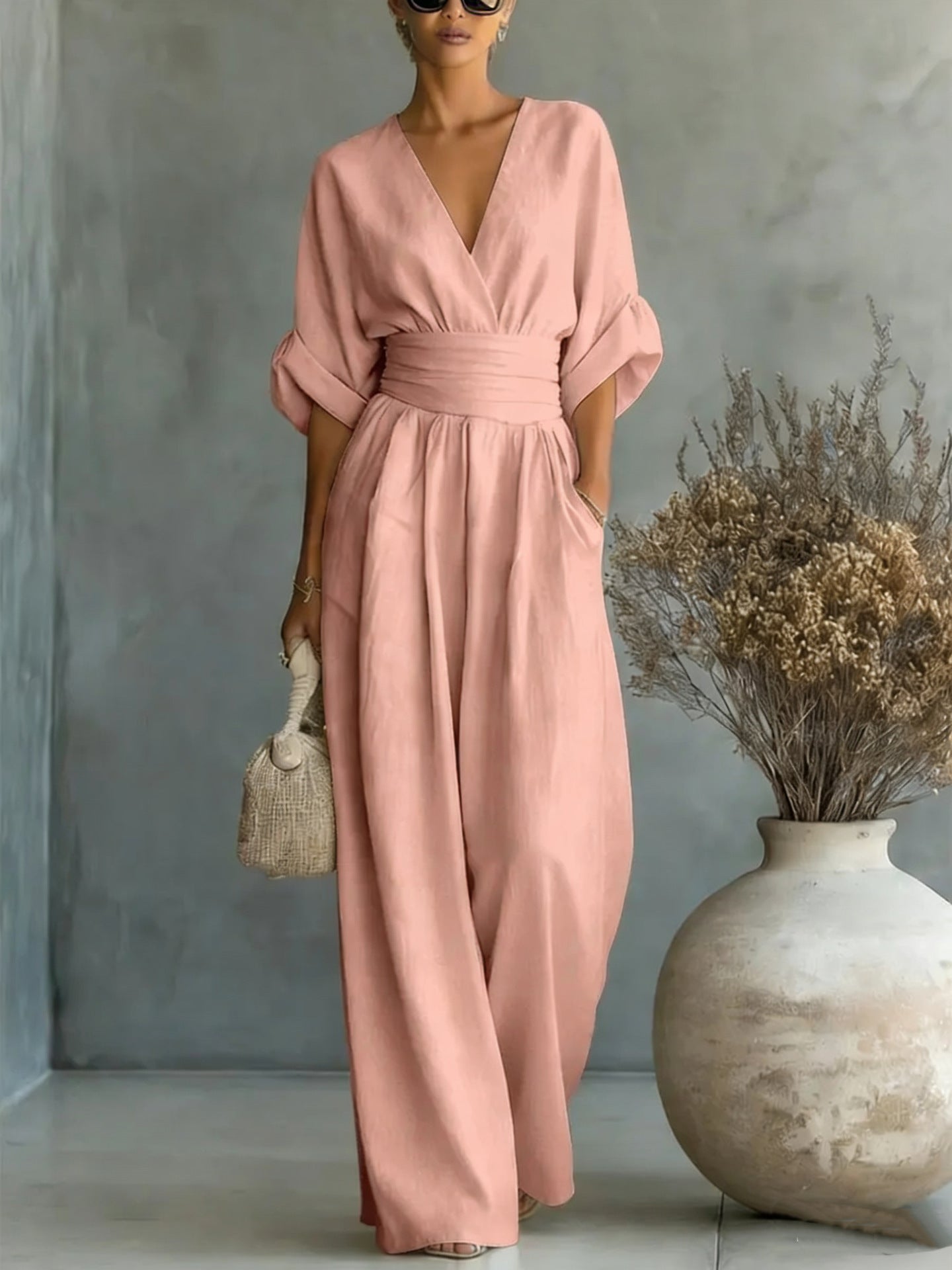 Summer Short-Sleeved Casual Jumpsuit