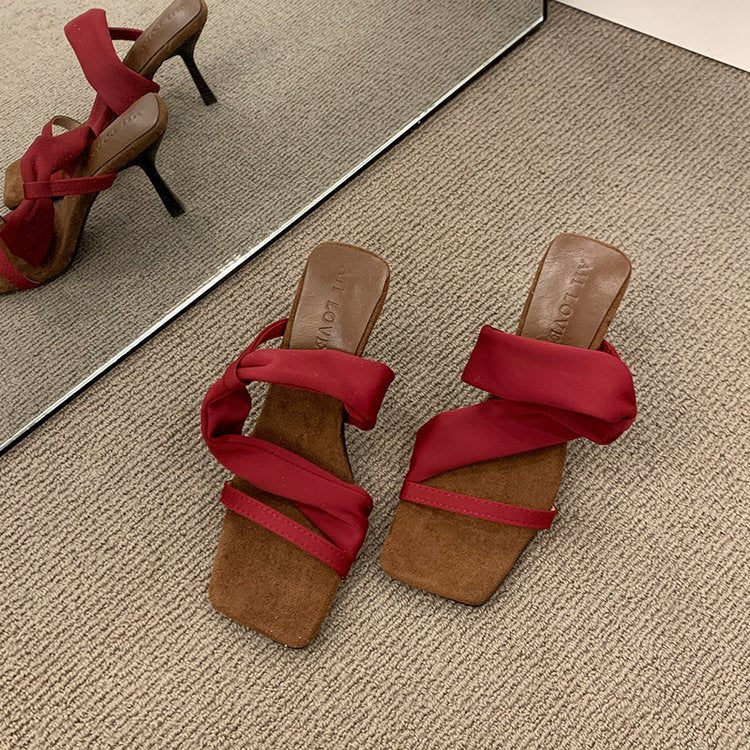 Women’s Square-Toe French Style Heeled Sandals