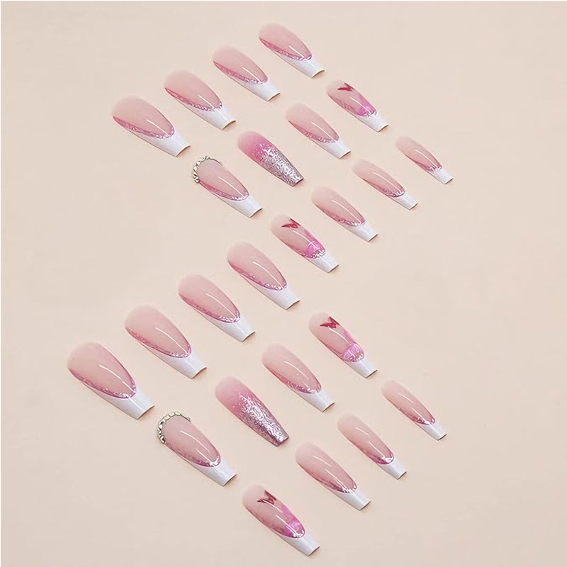 24pcs Glitter Butterfly Nails