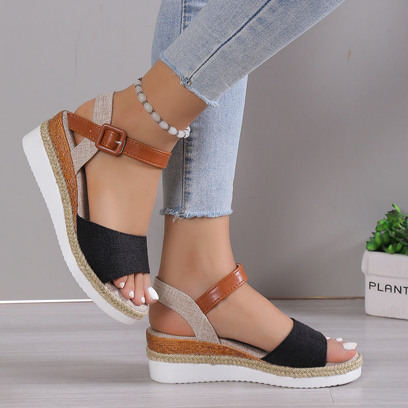 Women's Ankle-Strap Jute Wedge Sandals