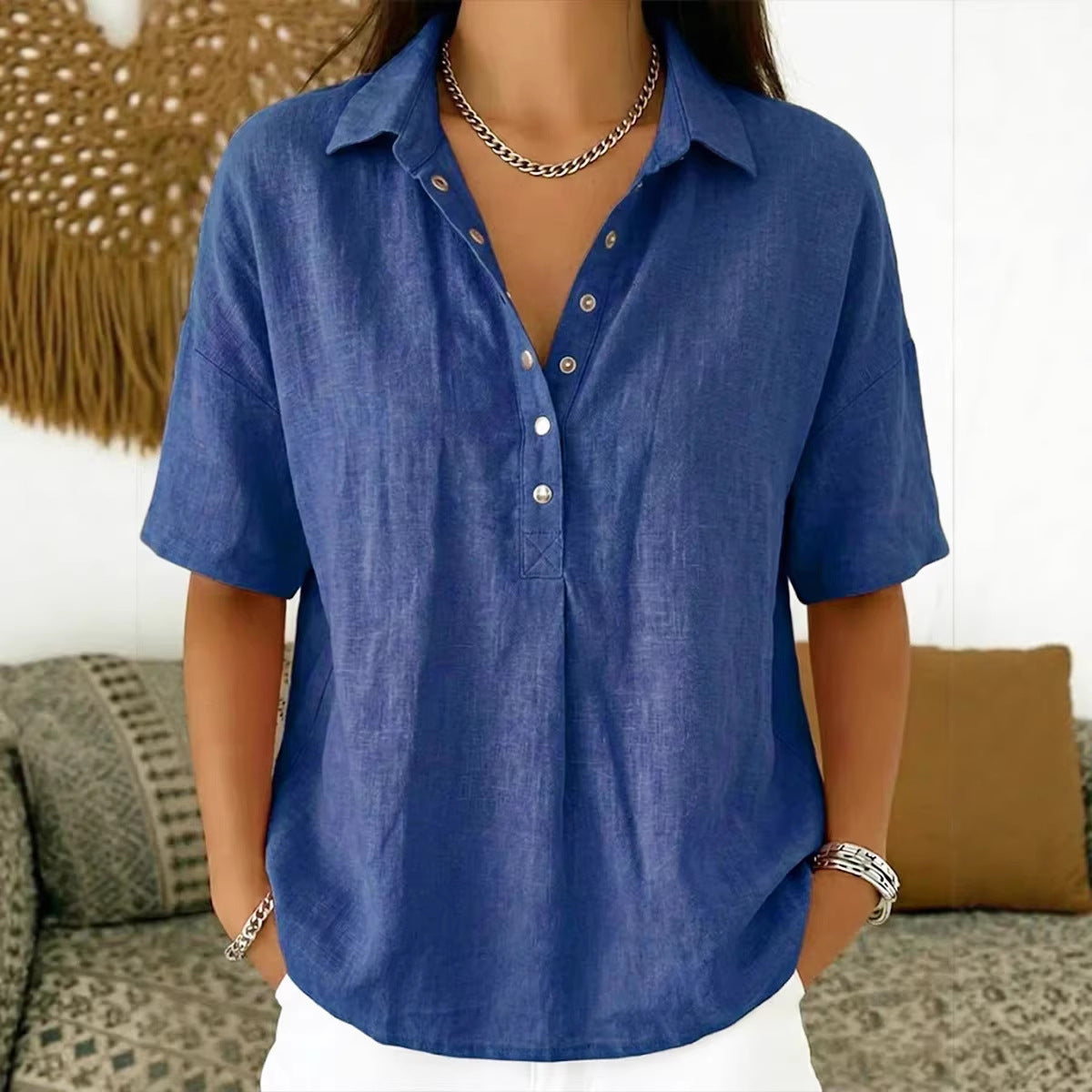 Classic Single-Breasted Lapel Shirt